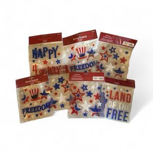Lot of 7 Americana Gel Window Clings 4th of July Patriotic Red White & Blue